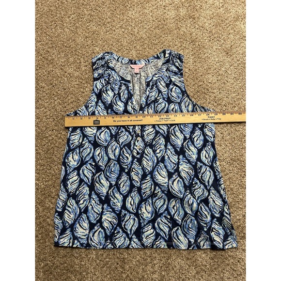 Lilly Pulitzer Essie Dive In Tank Top Womens Small Blue Black All Over Print - Picture 7 of 8